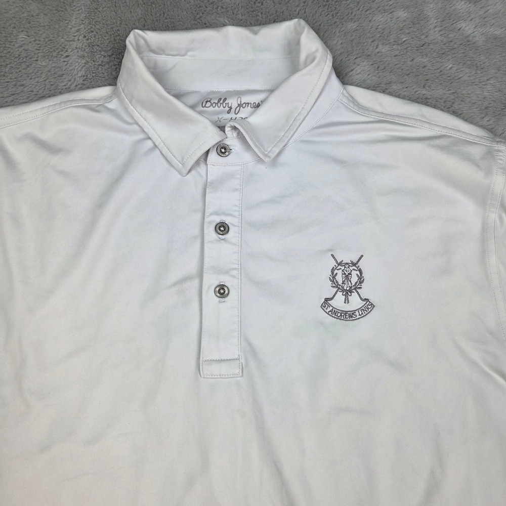 Bobby Jones Polo Mens XL X-H2O St Andrews Links Golf Shirt Performance White